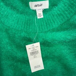New Aerie cozy Green Crew Neck Sweater Christmas Holiday